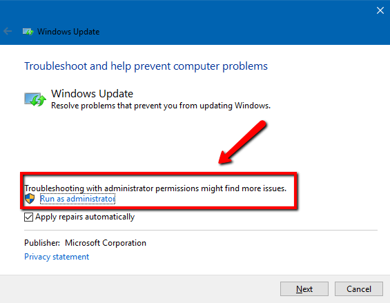 Windows update advanced setting window